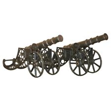PAIR OF ANTIQUE LATE VICTORIAN CAST IRON DECORATIVE 153CM LONG GARDEN CANNONS