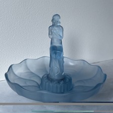  Art Deco Frosted Blue Glass