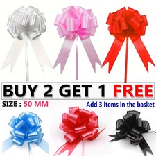 LARGE 50mm PREMIUM GIFT PULL BOW WEDDING CAR BIRTHDAY FLOWER HAMPER BOWS UK
