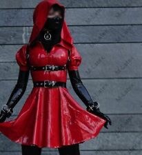 1028 Latex Rubber Gummi Hat Dress One-piece Cape flare skirts customized 0.4mm