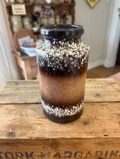 Vintage West German Pottery Cylinder Shaped Vase – Mid-Century – Great Glaze! –