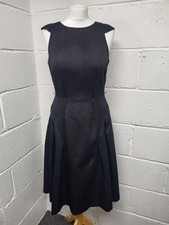 Coast Black Textured Midi Dress Size 12 Cap Sleeve. PD