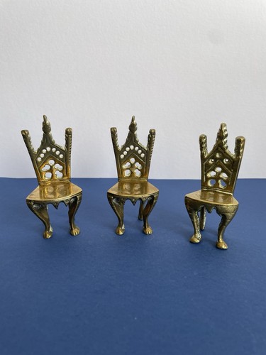 Vintage miniature brass chair - vintage,