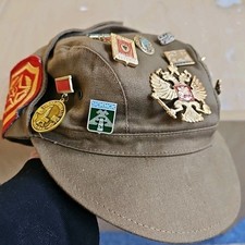 A Soviet garrison cap adorned