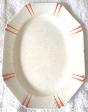 Vintage Hughes Longport Ceramic Plate, Art Deco Serving Tray with 8-Sided Design
