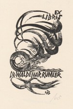 Exlibris - ULLRICH BEWERSDORFF - For Dr. Waldemar Rumler - Starfish  - Signed