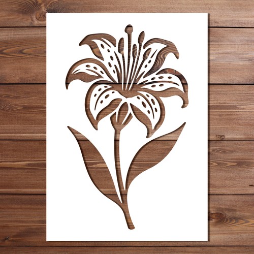 Lily flower stencil floral - flower,