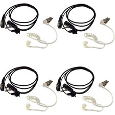 4x Hands Free Headsets w/ Acoustic Tube Earpiece PTT Mic for ICOM Radio Devices