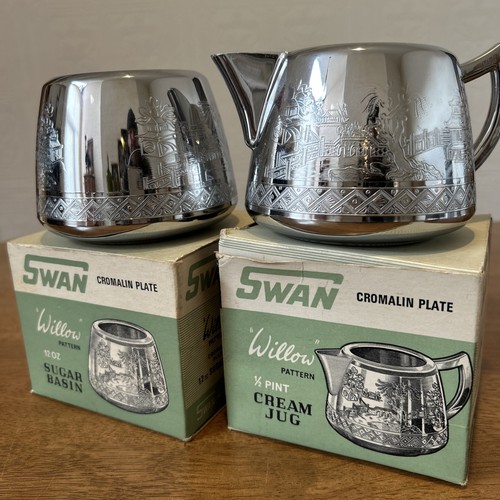 Vintage swan cromalin - swan, willow