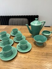 Cauldron Art deco Green Coffee Set With 6 Cups & Saucers