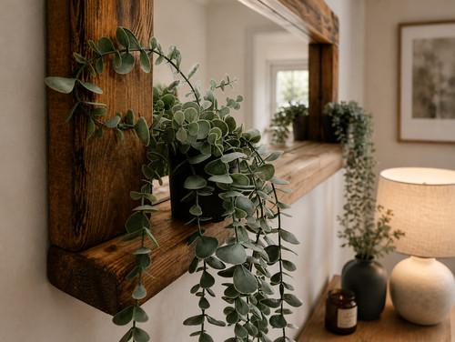 Farmhouse mirror with shelf - farmhouse,