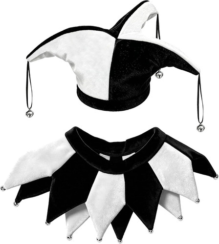 Black white jester hat and - white,