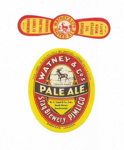 Old label watney w c - label,