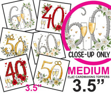 40th/50th/60 Wedding Anniversary Cardmaking Card Toppers Scrapbooking Tags 3.5"