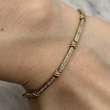 9 ct Gold Diamond Tennis Bracelet 375 Yellow Gold