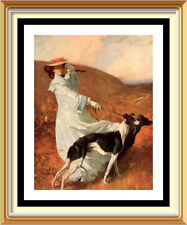Wall Art Original CHARLES FURSE 1929 Vintage Print DIANA OF UPLANDS Greyhound