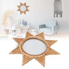 Rattan Wall Mirror 8 Pointed Star Shape Decorative Rattan Woven Wall Mirror HOT