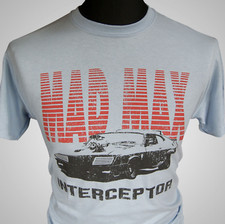 Mad Max V8 Interceptor T Shirt Retro Movie V8 Car MFP Pursuit Falcon Light Blue