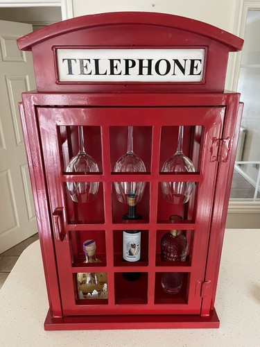 Red telephone box - metal, wine