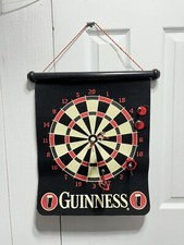 LIKE NEW - GUINNESS Magnetic Dart Set - Double Sided Hanging Dart Board & Darts