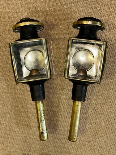 Antique pair steel brass - antique,