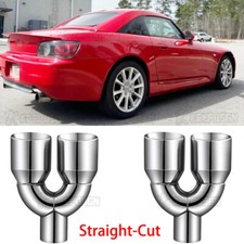 For Honda S2000 Exhaust pipe 2.5" Inlet 3.5" Dual Outlet Double Wall Weld On Tip