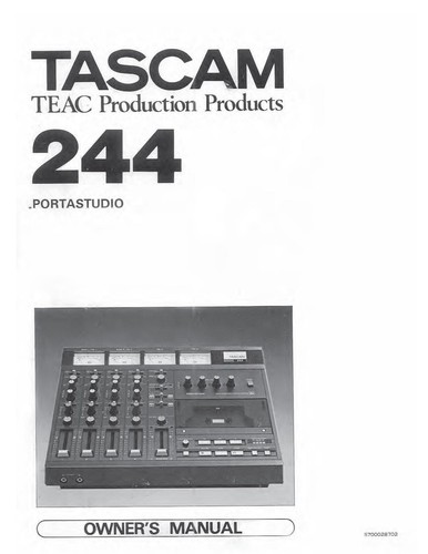 User manual for tascam - for, 244