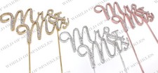 WEDDING CAKE TOPPER PICK DECORATION MR & MRS RHINESTONE DIAMANTE 3 COLOURS D1