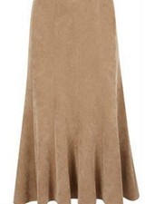 ***BNWT Ladies Women Half Elasticated Suede Skirt  Beige/ Brown Size 12 to 28***