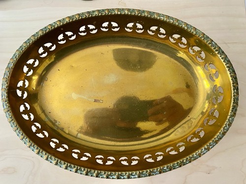 Vintage brass vanity tray 28cm - vintage,