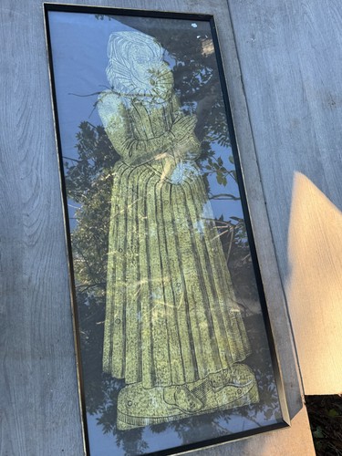 Vintage framed brass rubbing - brass,