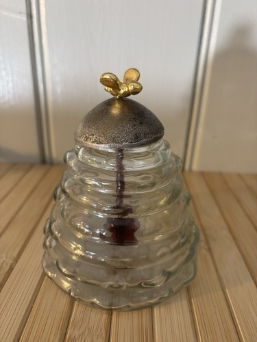 Glass beehive honey pot with - beehive,