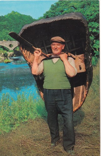 Welsh coracle postcard unused - welsh,