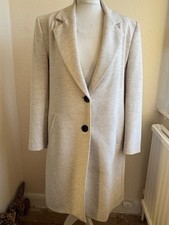 Zara Coat Women’s size large ecru single breasted collared coat lined minimalist