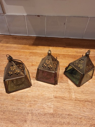 Set brass coloured glass - of,