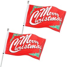 2 X MERRY CHRISTMAS FLAG 5' X