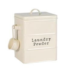 Vintage Metal Laundry Powder Canister Kitchen Utility Storage Container Cream