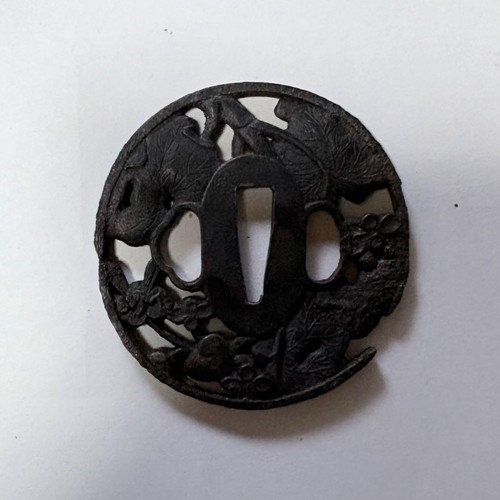 Edo period iron tsuba lotuse - edo,