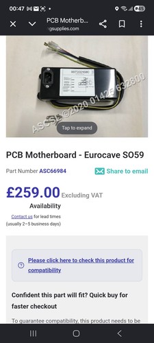 Eurocave wine fridge - , pcb