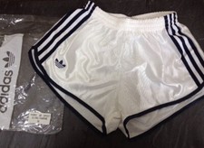 Vintage 1980s ADIDAS Football Sport SHORTS Shiny Glanz BNWT Mens 30" Small XS OG