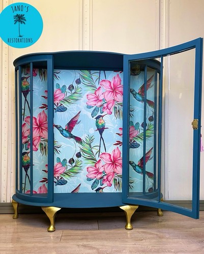 Vintage pink blue gold glass - pink, &