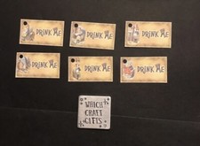 6 Tiny Drink Me Tags  - Mad Hatters Tea party wedding/birthday decorations