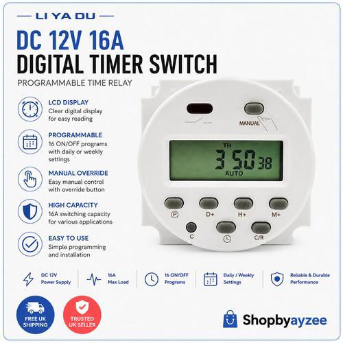 12v 16a lcd digital timer - lcd,