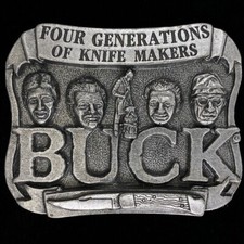Buck Knives Smokey Mountain Knife Works Pocket Hunting Western Vtg Belt Buckle