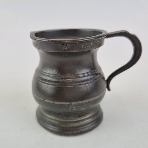 Antique 19thc pewter half - pewter, gill