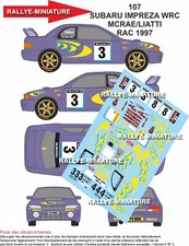 DECALS 1/24 REF 0107 SUBARU IMPREZA WRC MCRAE/LIATTI RALLYE RAC 1997