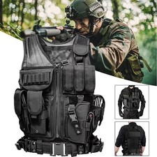 Tactical Vest Adjustable Military Army Molle Combat Police SWAT Plate Carrier UK