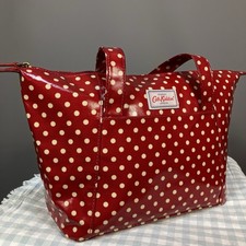 Cath Kidston Red Spot Oilcloth Twin Handled Handbag Shopper Tote Polka Dot