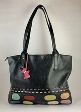 Radley Medium  Black Leather Patterned Handbag Black Fabric Lining & Dog Tag