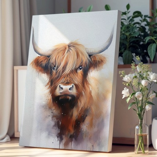 Highland cow tachisme canvas - highland,
